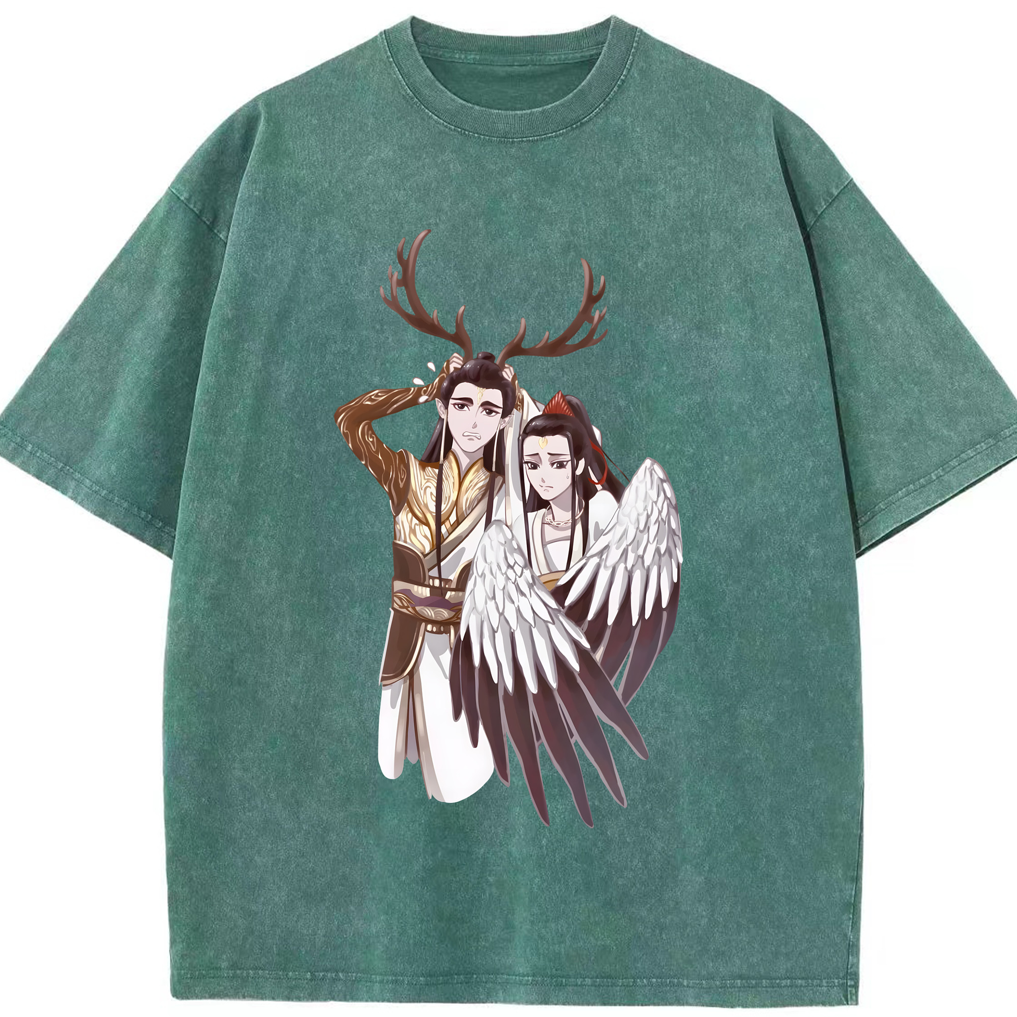 （画像用） Ne Zha 2 ナタ 魔童の大暴れ 綿100% ヴィンテージ風 半袖Tシャツ（フロントプリント）